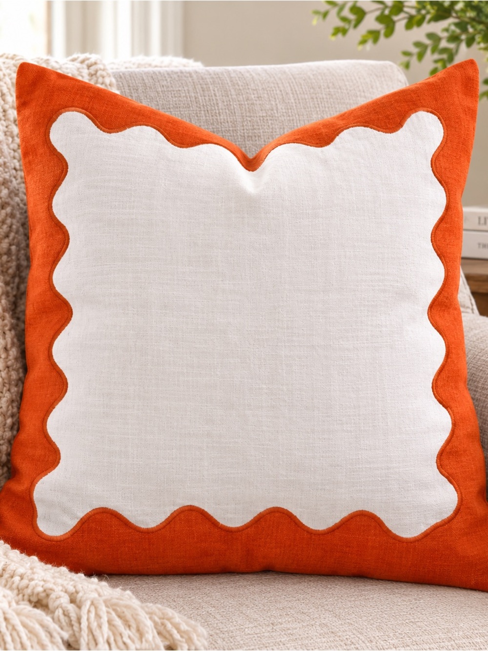 NEW! Folkulture Ripple Orange 18"x18" Cotton Pillow SHAM Pack of 2 (Shams Only!)